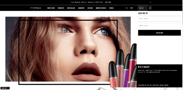 Live Chat is offered on MAC Cosmetic's website.