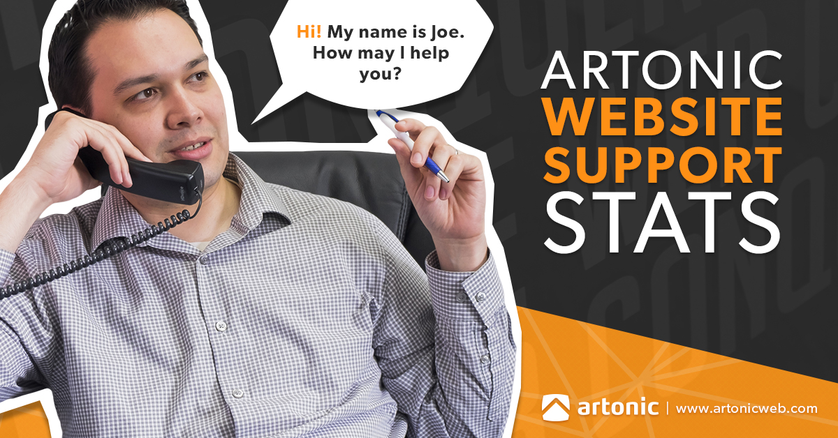 Website support stats for web development agency, Artonic