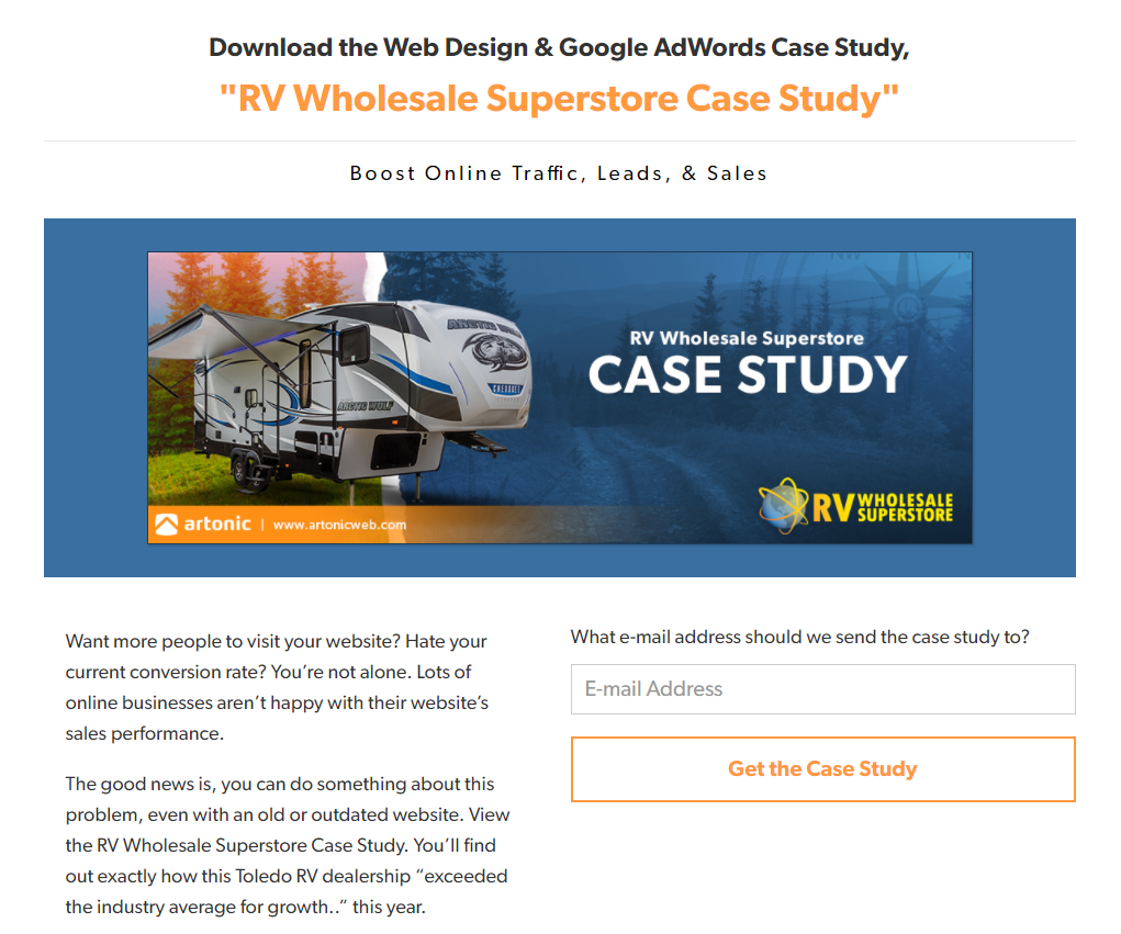 Create landing pages to convert your b2b blog traffic into leads.