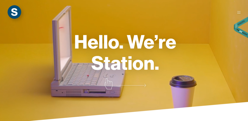 station a website uses 1960s color scheme with a yellow background