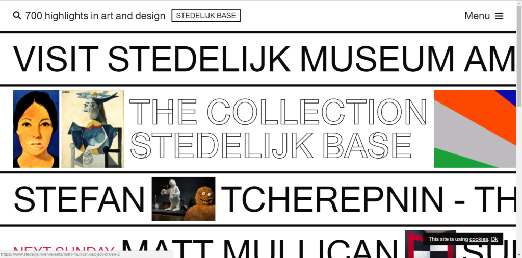 https://www.stedelijk.nl/en uses typography trend well