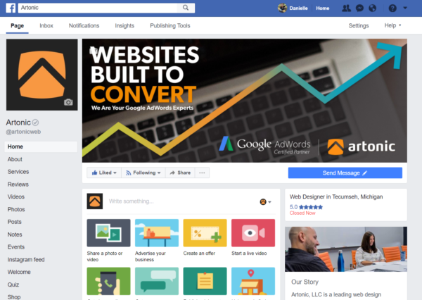 Artonic's Facebook page