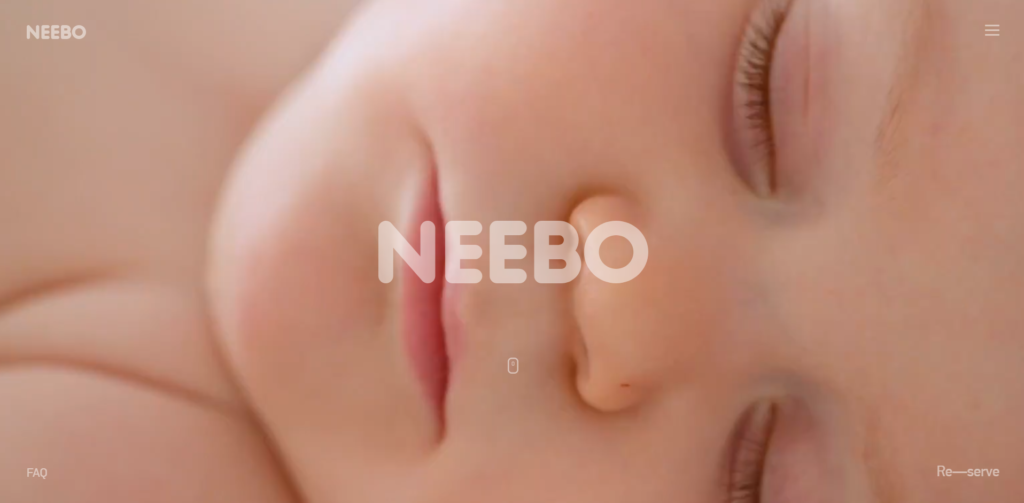A baby's face is used in the homepage banner.