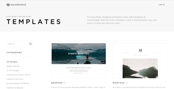 squarespace no cost website template