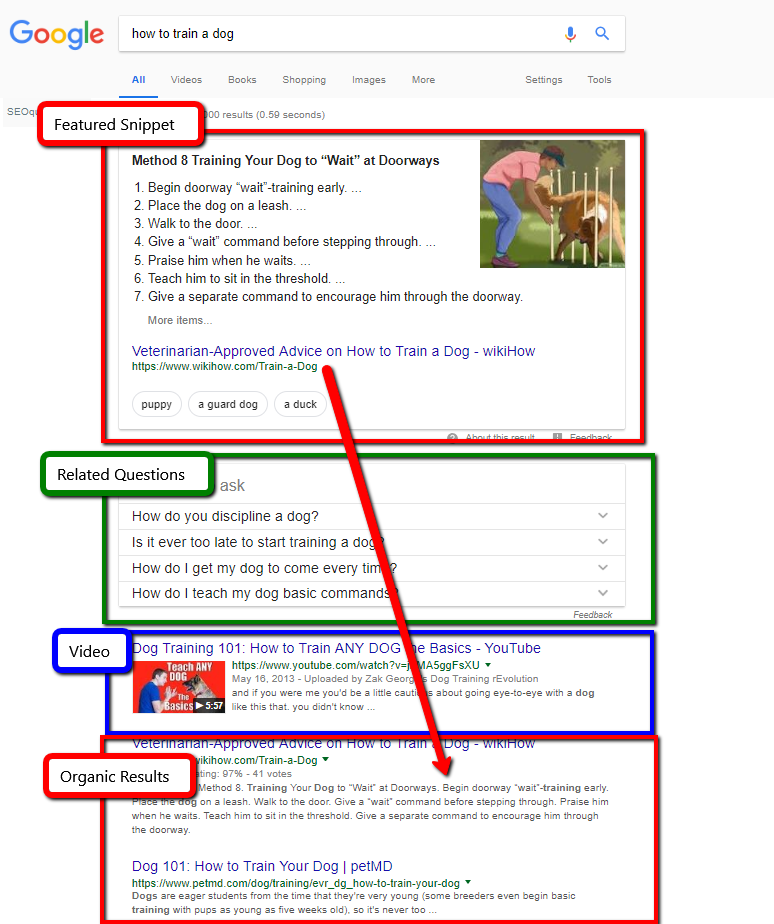 Google's search results include a variety of content types.
