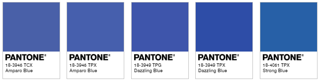 Pantone blues from the website's color finder.