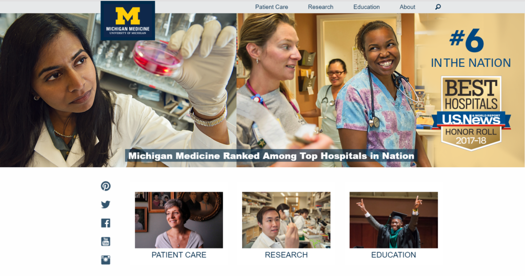 University of Michigan healthcare website design