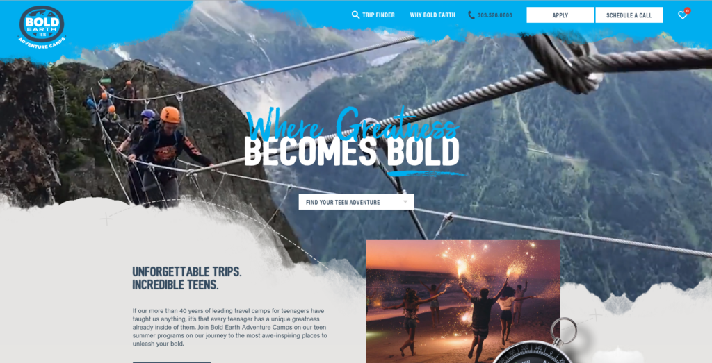 Bold Earth website design uses blue in its design.