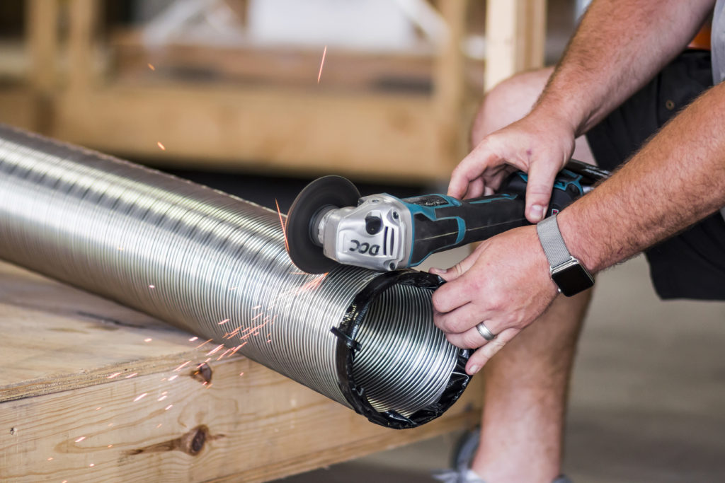 Photo of cutting metal.