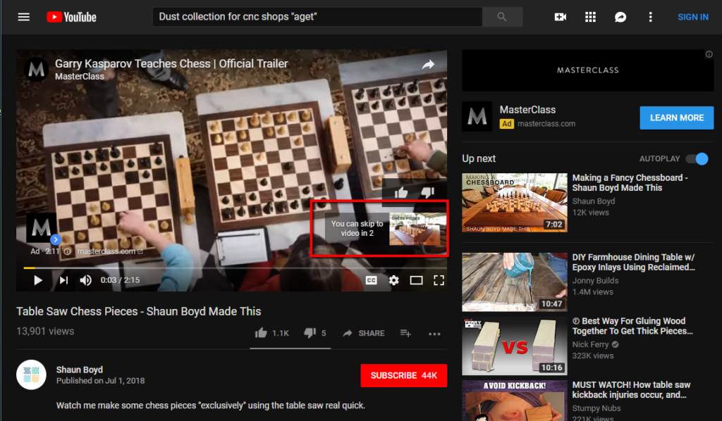 Ad on youtube