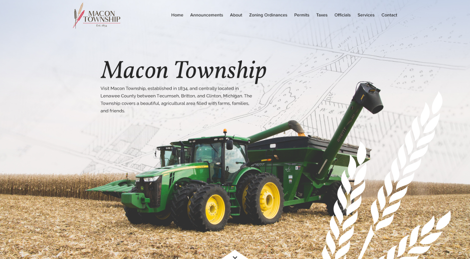 The Macon Township website is custom designed to reflect its unique community.