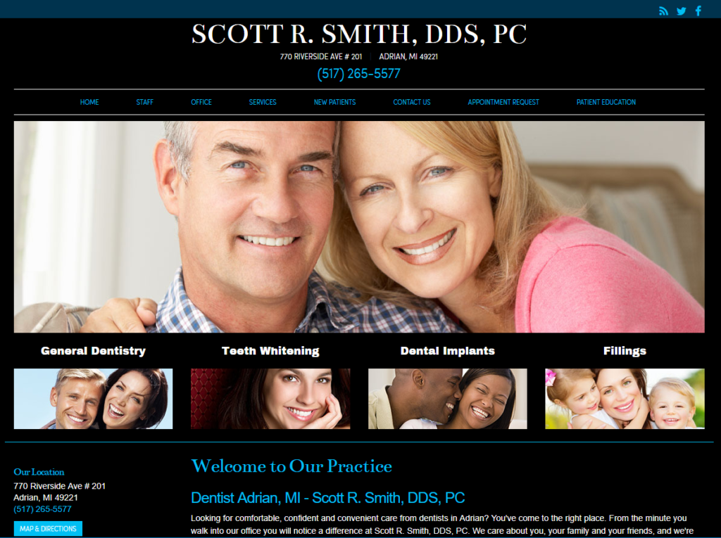 dental website design for Scott r smith dds