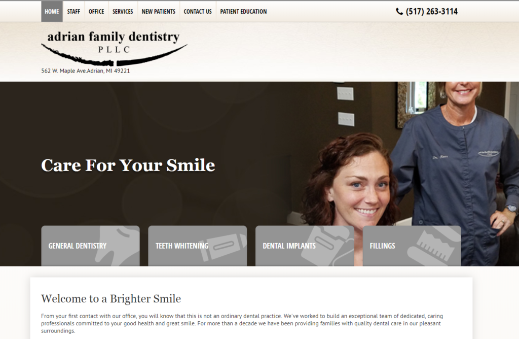 Dental Website Design in Adrian, Michigan.