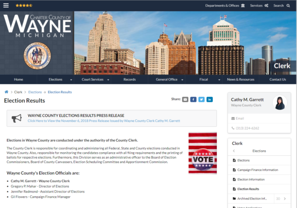 Wayne County Website experiences technical issues.