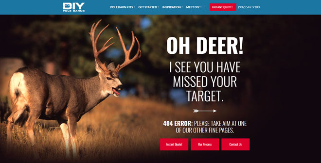 DIY Pole Barns 404 website page design