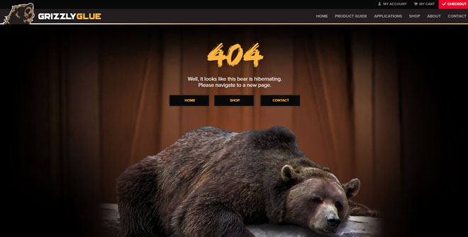 Grizzly Glue 404 website page design