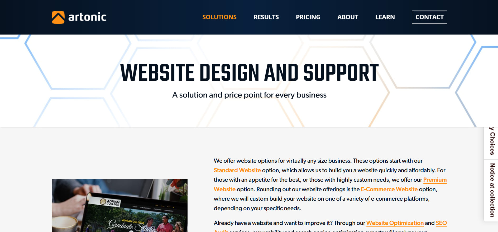 Website design and support blog post by Artonic